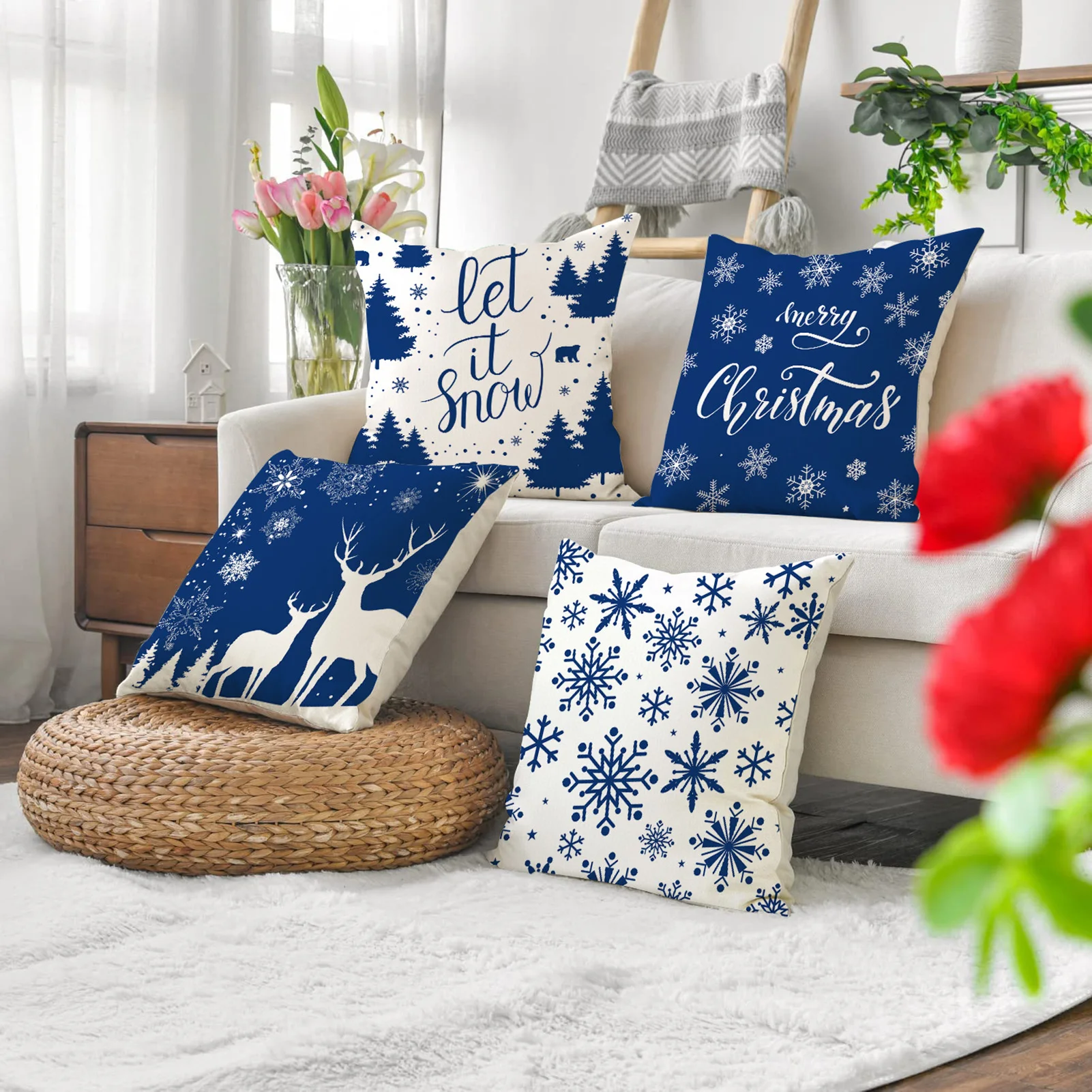 

Christmas Throw Pillow Cover Soft Breathable Sofa Cushion Cover For Office