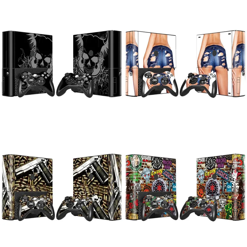 

Новый дизайн, наклейка, Виниловая наклейка для консоли Xbox 360 E + 2 шт. наклеек для контроллеров