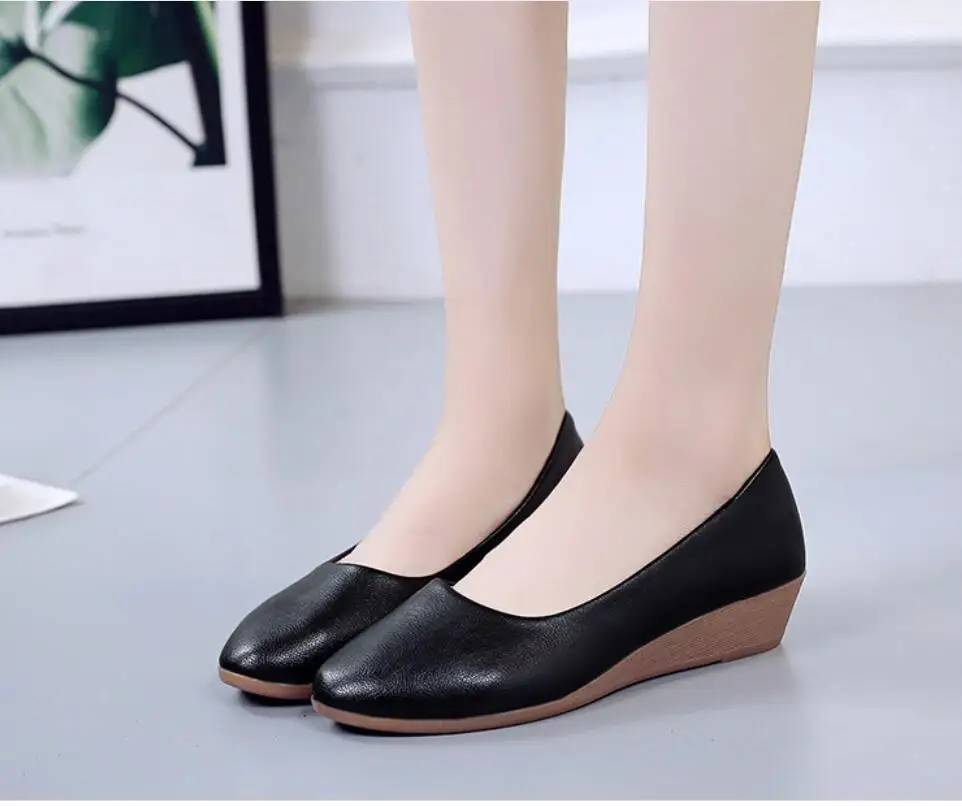 Fashion Flats Shoes Woman Spring Autumn Metal Buckle Bow Flats Lady Fall Shoes Ballerina Dress wedge round toe work shoes