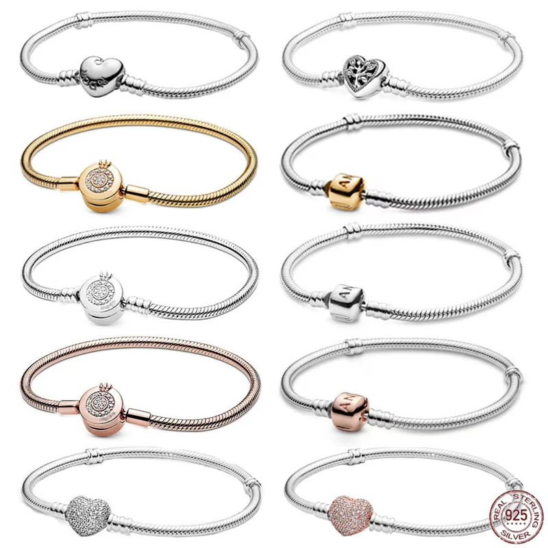 

Hot Sale Summer 925 Sterling Silver Ladies Fashion Jewelry Crown Bracelet for Charm Pandora Charms Women Wedding Accessories Jew