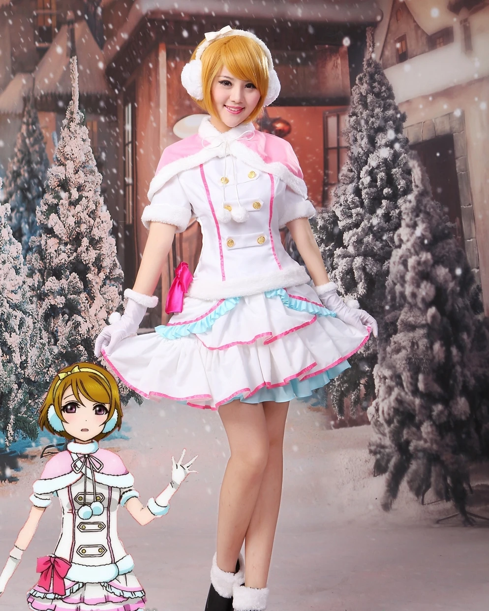

Love Live Snow Halation Koizumi Hanayo Cappa Tops Dress Uniform Outfit Anime Customize Cosplay Costumes