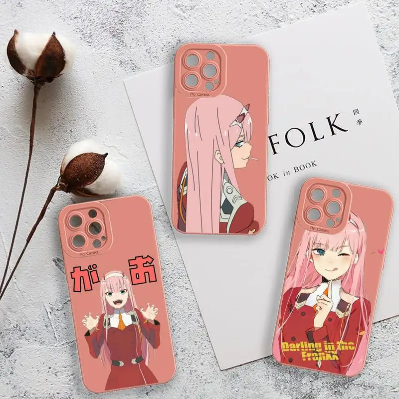 

Zero Two Darling in the FranXX Anime Phone Case For iPhone 13 12 11 Pro MAX Mini X XS XR 7 8 Plus Camera Lens Liquid Silicone