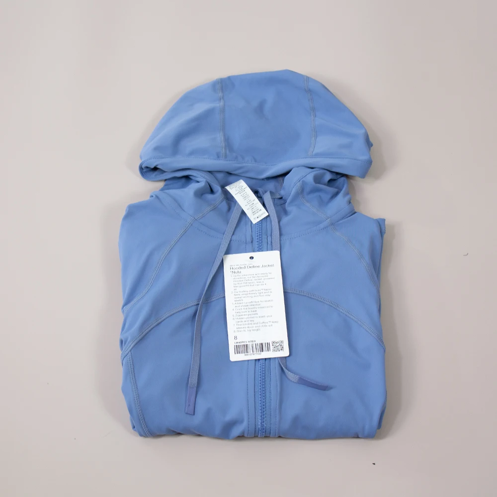 Lulu Women Yoga Long Sleeve Hooded Define Jacket Sports Coat With Pockets Quick Dry Breathable Fitness Running Zip Up Jackets