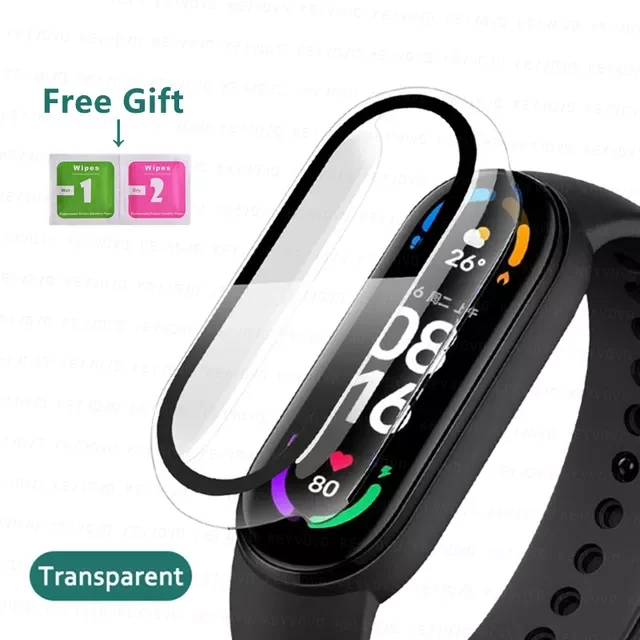

10D Film Glass Case For Xiaomi Mi band 7 6 5 4 3 Tempered Glass Screen Protector Mi Band Hard PC Bumper Overall Protective Cover