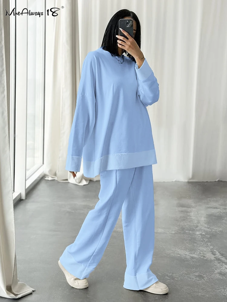 

Mnealways18 Oversize Women Sweater Two Pieces Suits Pullover Tops And Wide Legs Pant Sporty Terry Outfits Spring 2024 Casual Set