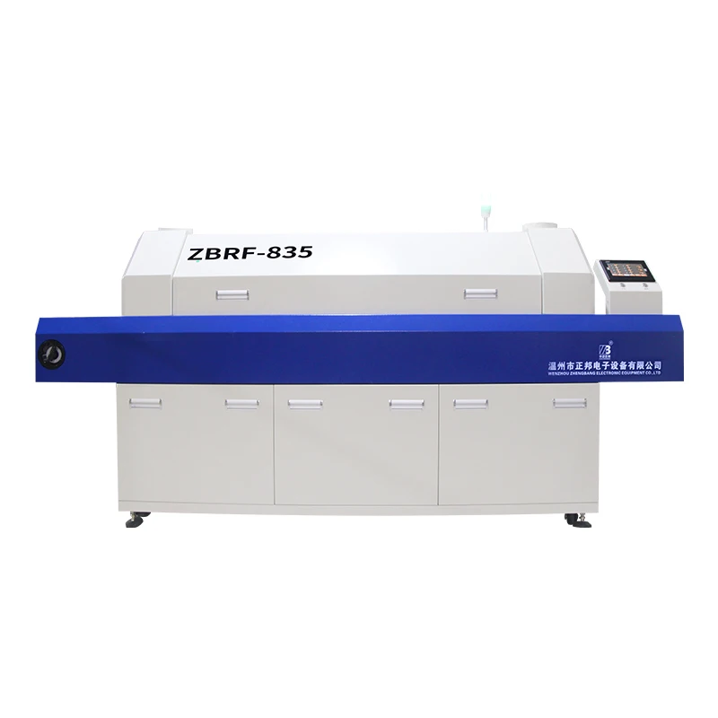 

ZHENGBANG pcb smt smd lead free reflow oven 8 heating zones conveyor reflow oven ZBRF835 for pcb assembly