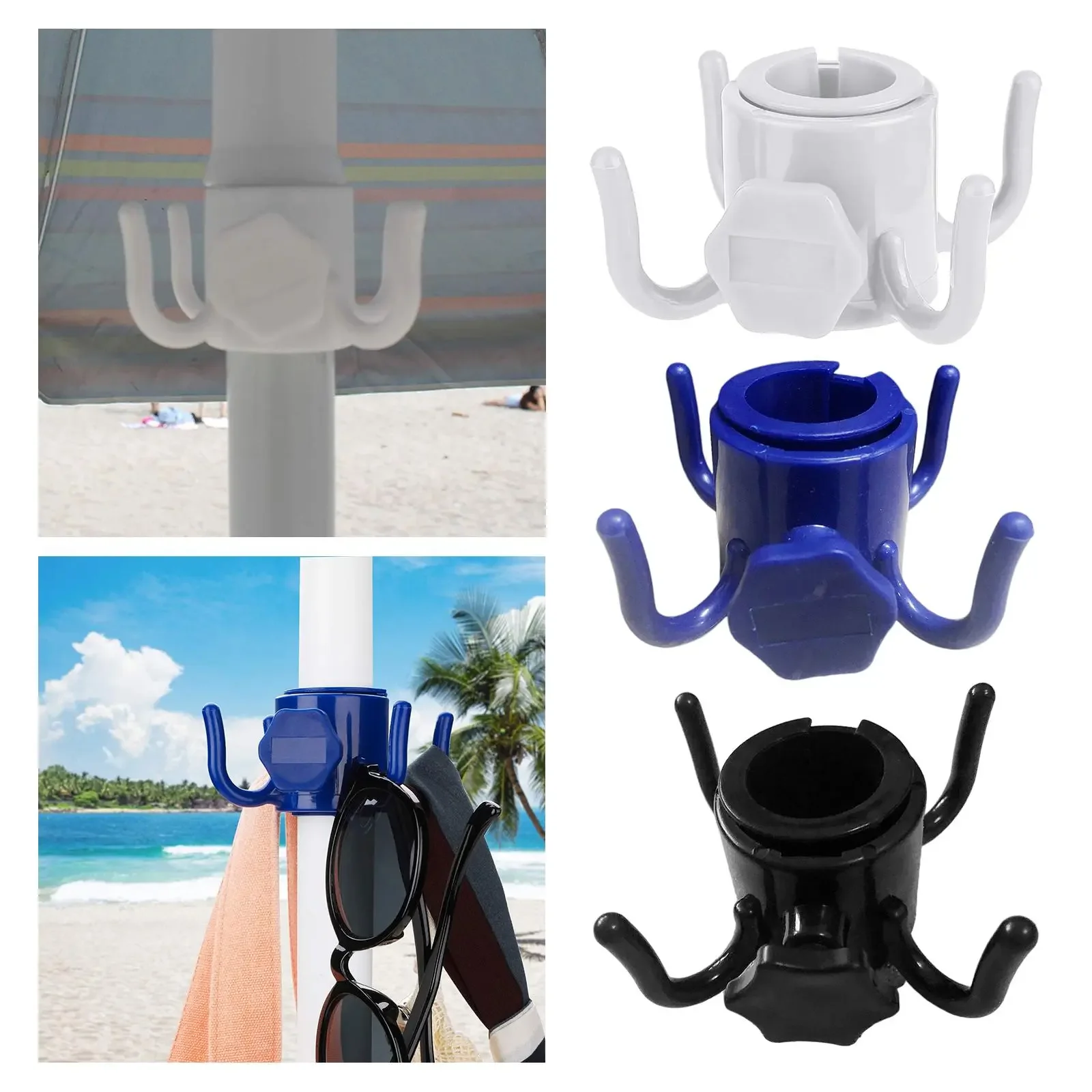 2023NEW Durable Beach Umbrella Hanging Hook Plastic Umbrella Hook Hanging 4-Prongs Beach Umbrella Hanger Clips Holder