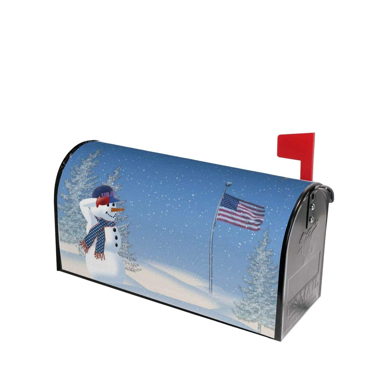 

American Magnetic Mailbox Covers Christmas Snowflakes Snowman Blue Outdoor Decor 21x18 Inch for Private Gardencustom Custom
