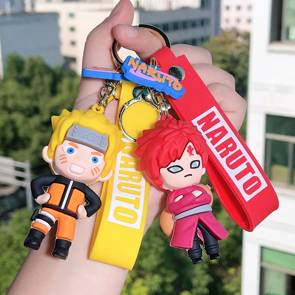 Anime Uzumaki Naruto Keychain PVC Bag Lanyard Accessories Uchiha Itachi Sasuke Cartoon Doll Female Kids Gift Wholesale