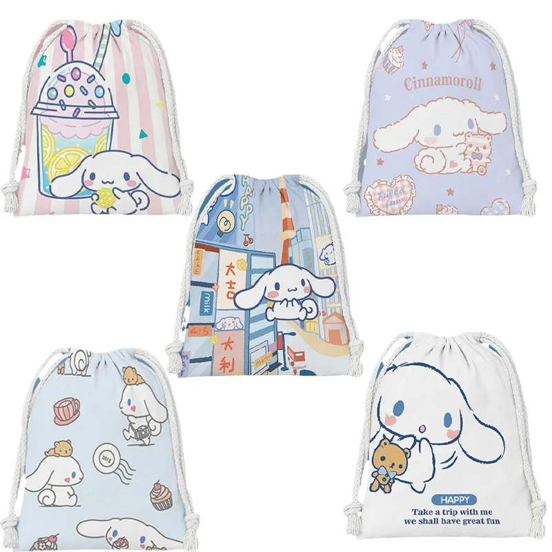 

Sanrios Cinnamoroll Anime Kawaii Bundle Pocket Drawstring Cute Student Sundries Storage Bag Make-Up Carrying Bag Birthday Gifts