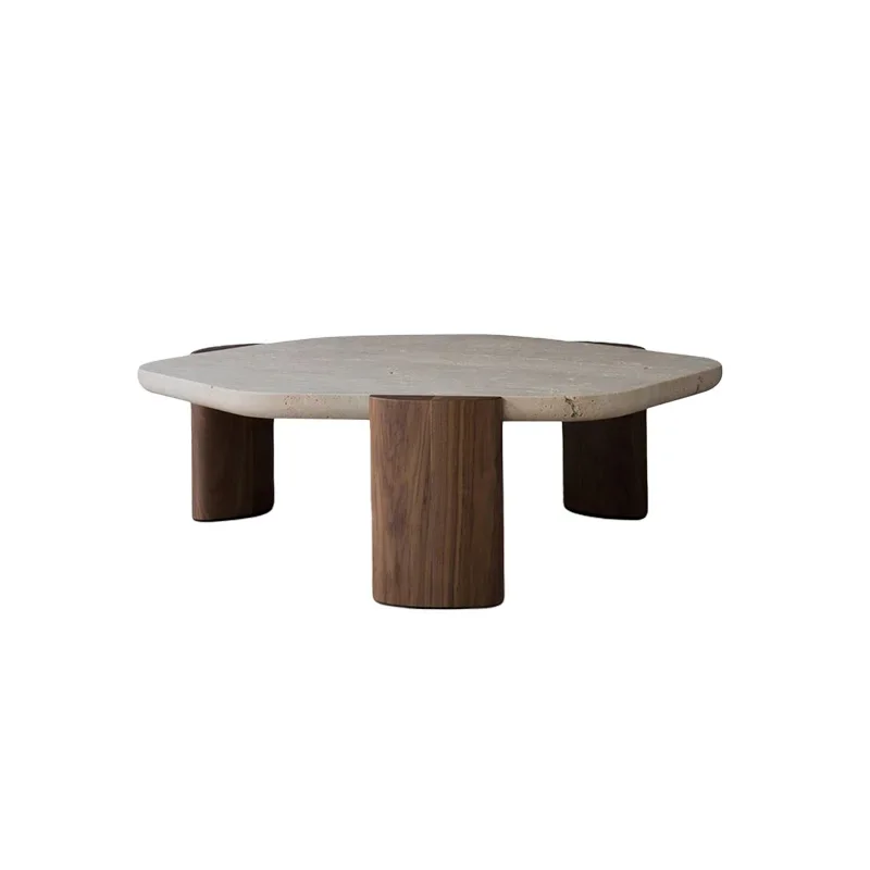 Креативный журнальный столик из черного ореха низкий натурального пещерного