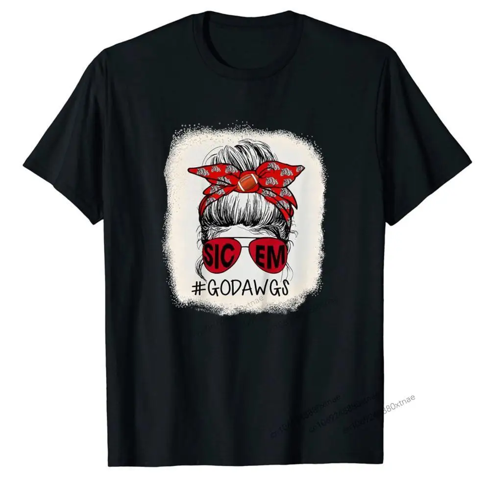 

Go Dawgs SIC-EM Georgia Football Fans Sports Lovers Bleached 100% Cotton Summer Men's Novelty T-Shirt Women Casual Streetwear