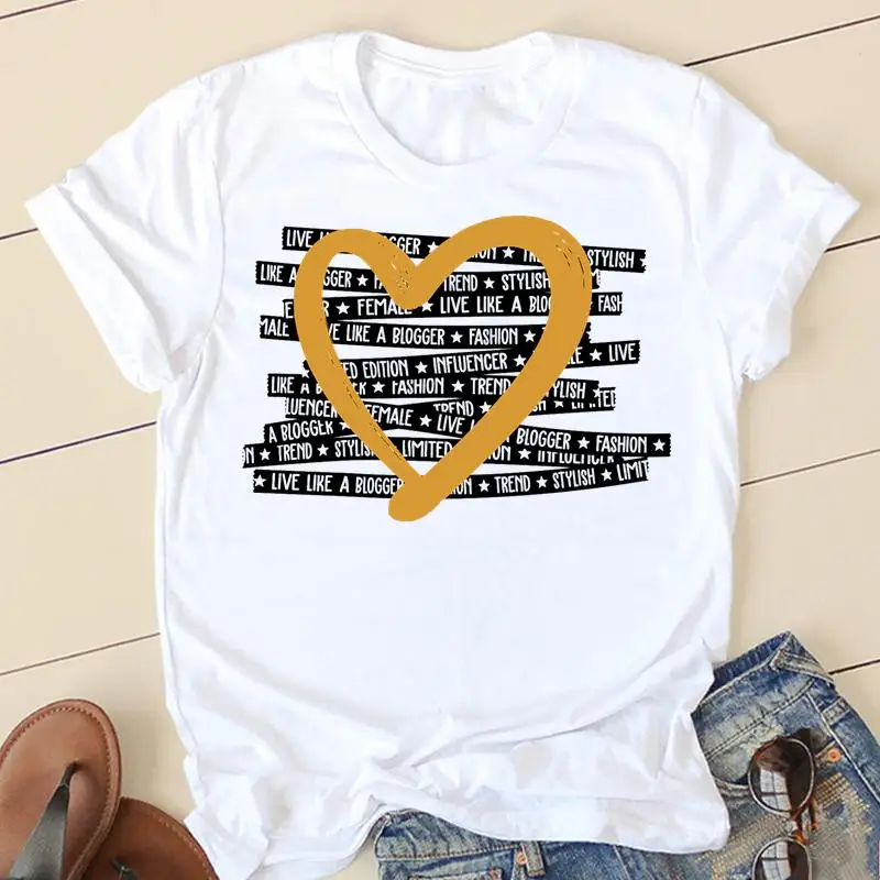 

Женская футболка с коротким рукавом и надписью love heart, в стиле 90-х