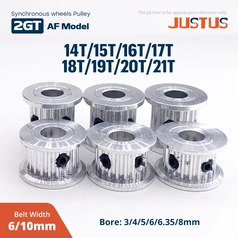 2GT 14T 15T 16T 17T 18T 19T 20T 21T Диаметр шкива ГРМ 3/4/5/6,35/8 мм Деталь для GT2 Ширина 6/10 мм Ремень ГРМ 3D-принтер Запчасти с ЧПУ