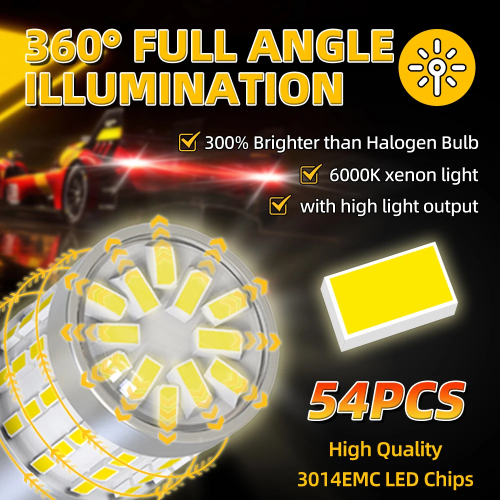 P21 5W 1157 Bay15d 54SMD Светодиодные Автомобильные фонари белые заднего хода парковочные