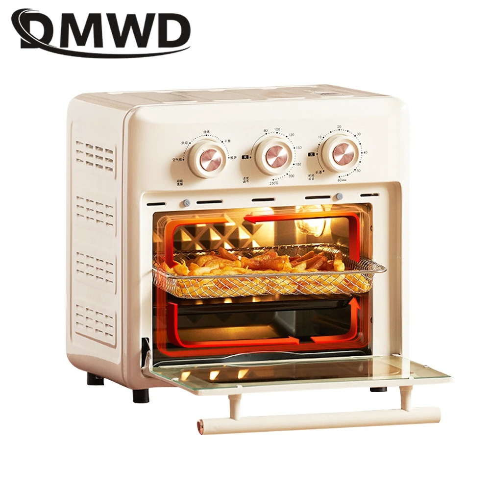 DMWD Household Baking Oven Electric Roaster 15 L Air Fryer Bread Maker Pizza Dessert Cake Cooking Machine BBQ Tools Fruit dryer