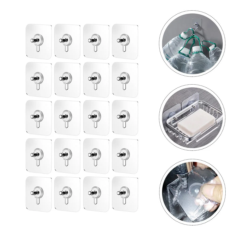 

20 Pcs No Trace Screw Sticker Clear Adhesive Hooks Self-adhesive Wall Nail Stickers Non-Trace Acrylic Rod