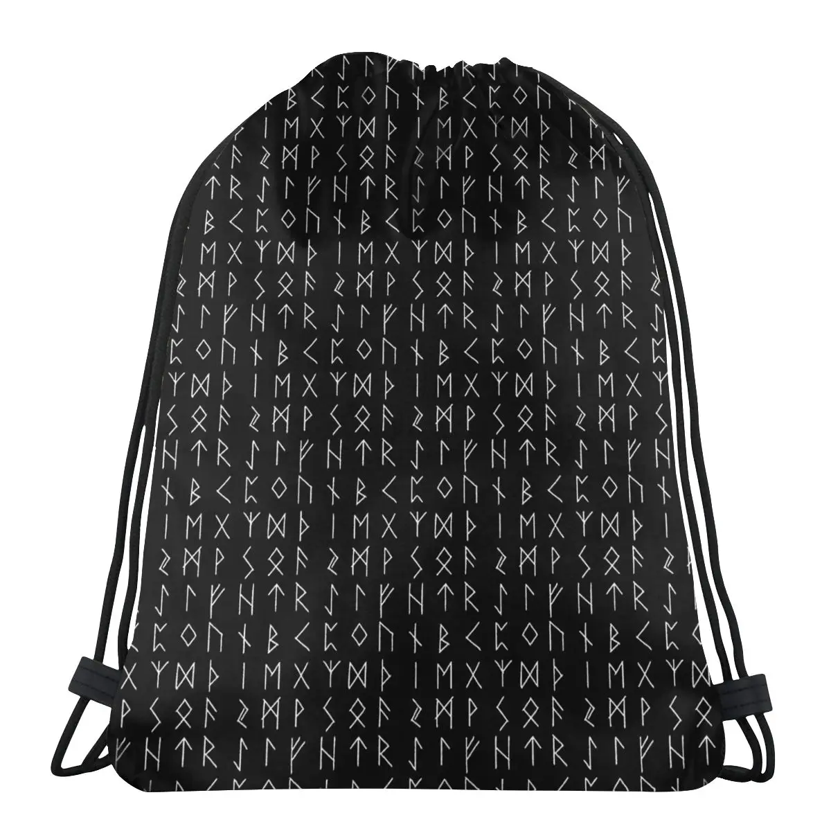 

Elder Futhark Runes Pattern In White Scarf Vikings Drawstring Bags Shopping Waterproof Storage Organize Bundle Pocket Rope Bag