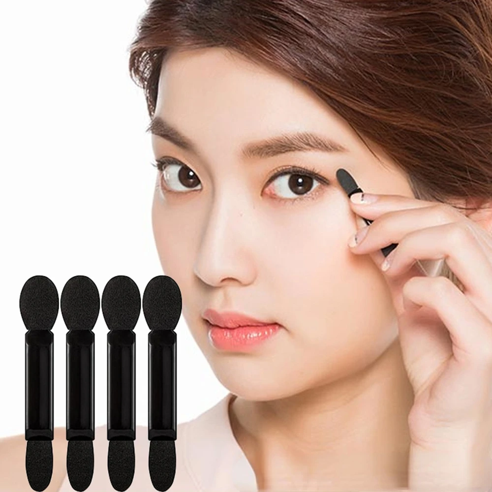 

100pcs Disposable Dual Side Eyeshadow Brush Eyebrow Eyeliner Sponge Tipped Oval Makeup Brush Applicator Eye Make up Tool Beauty