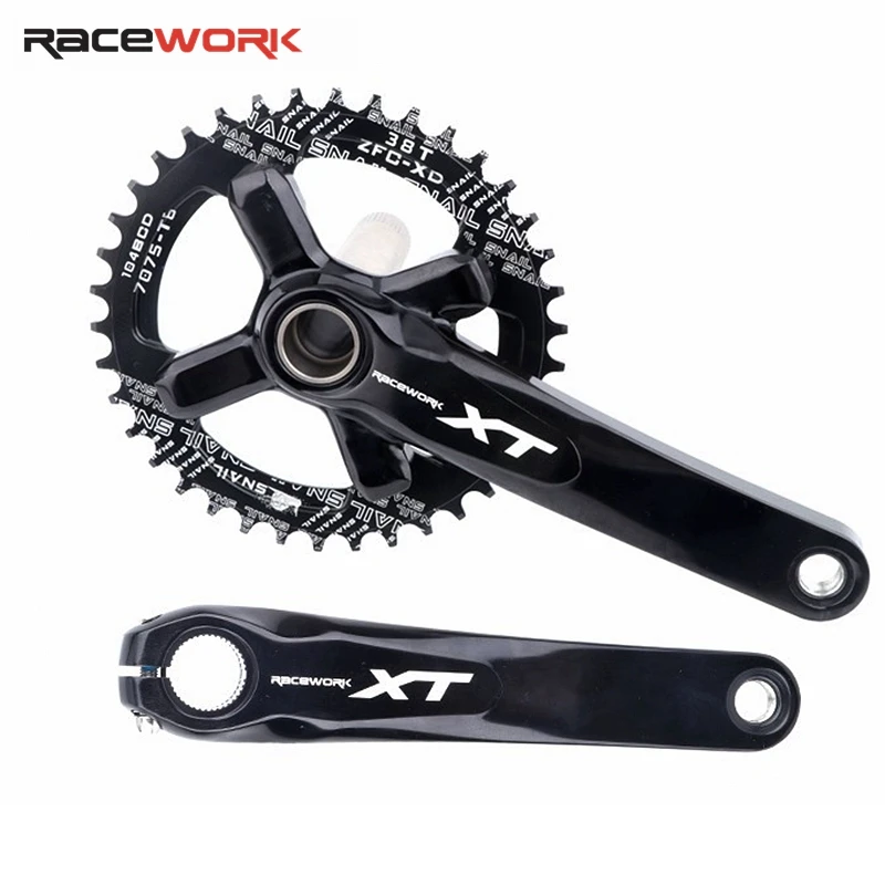 

RACEWORK XT Bicycle Crankset Mtb cranckset chainwheel 104BCD Hollow Integrated Crank 170mm 175MM 38T 40T 42T Chainring With BB