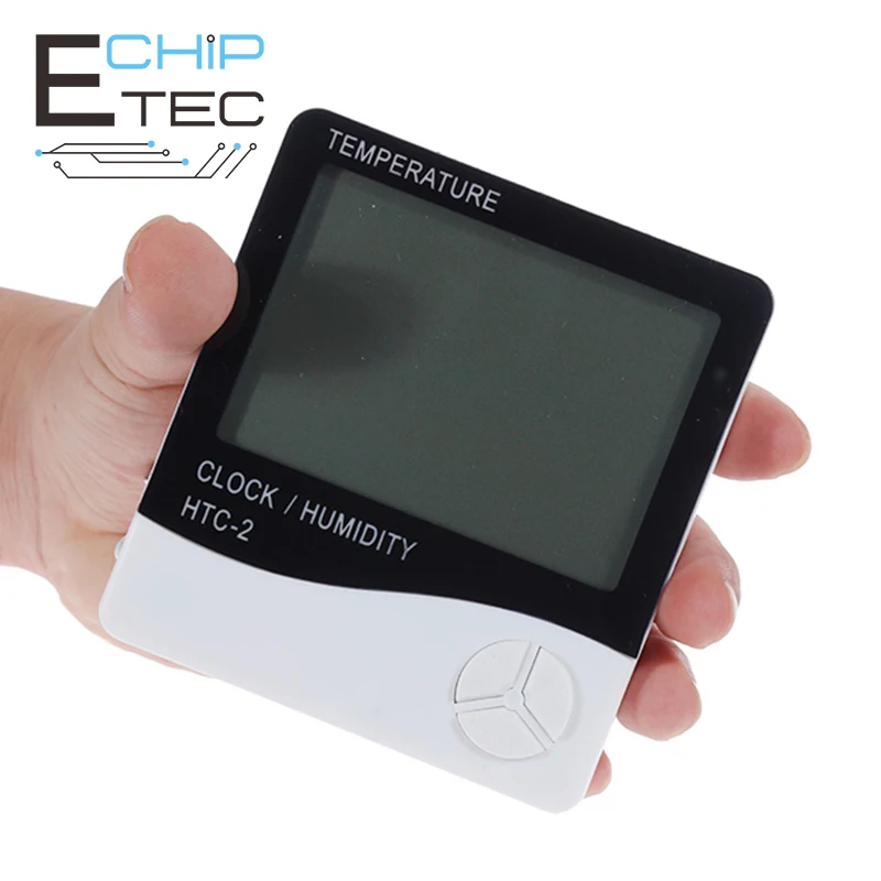 

LCD Digital Temperature Humidity Meter HTC-2 Home Indoor Outdoor hygrometer thermometer Weather Station with Clock