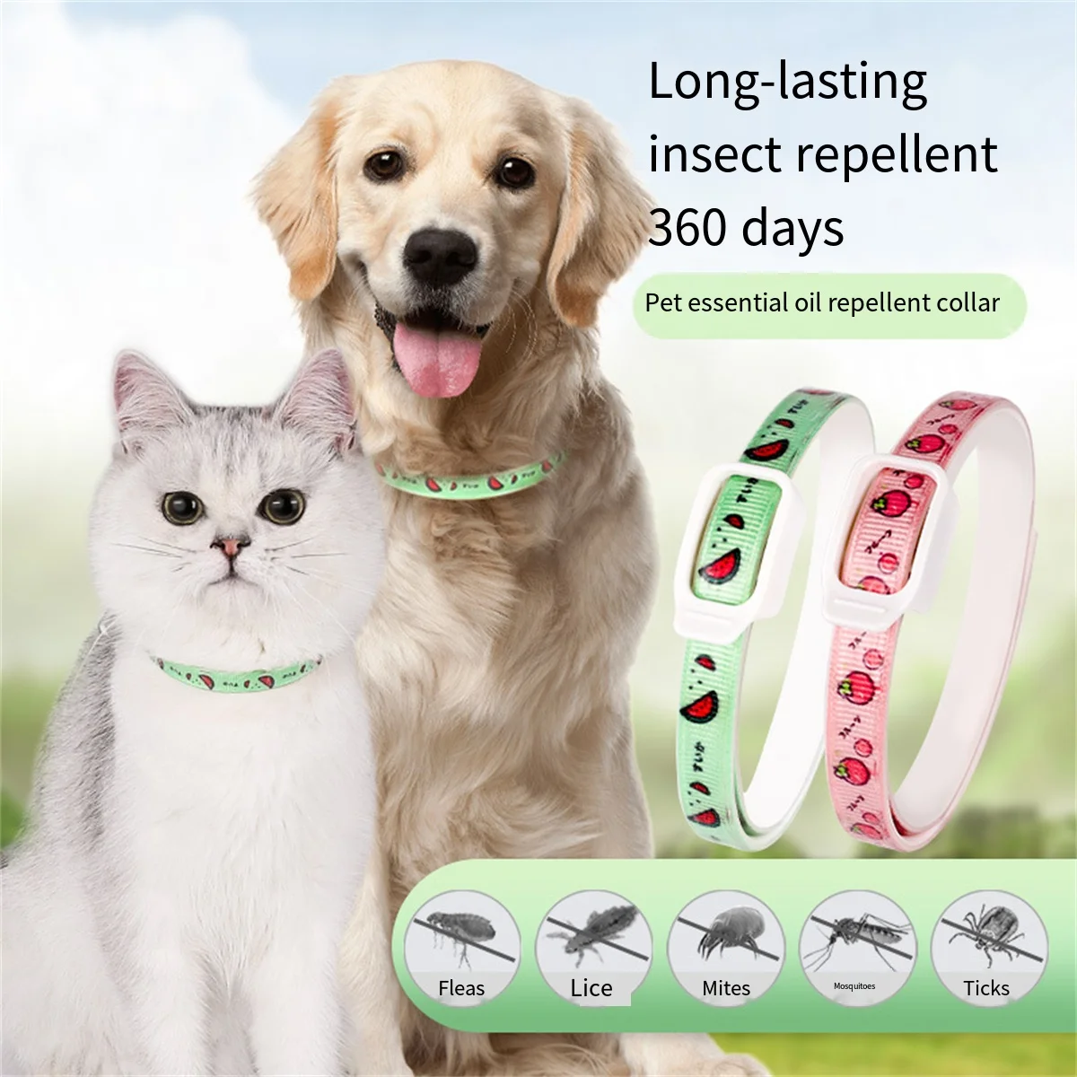 

Pet Anti Flea Collar Anti Mosquito Insect Repellent Adjustable Collar for Large Pets Puppy Cat Vitro Deworming Dog Accessories