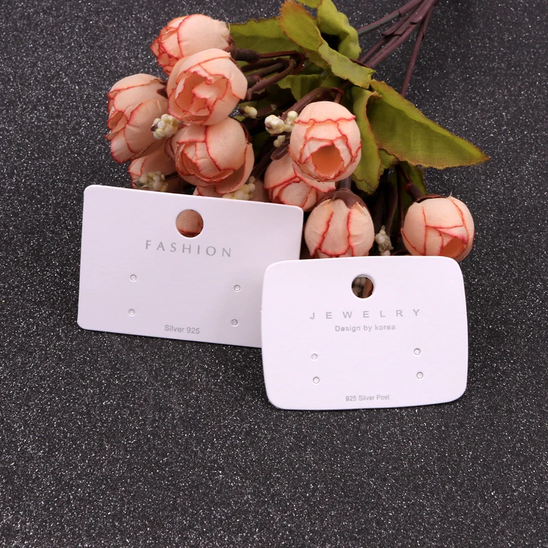 

Customize Jewelry Earring Display Cards Packaging Paper Holder 200pcs White Earring Studs Stand Cardboard Hanging Label