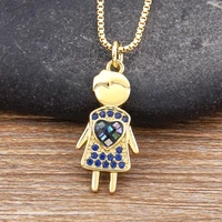 nidin new design cute boy inlaid heart shaped shell pendant zircon necklace women elegant jewelry anniversary creative gift