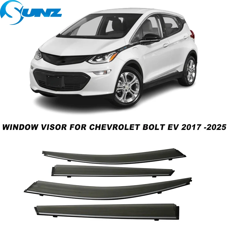Фото Автомобильный оконный козырек, дефлектор от солнца и дождя для Chevrolet BOLT EV 2017 2018 2019 2020 2021 2022 2023 2024 2025, дефлектор бокового окна №1