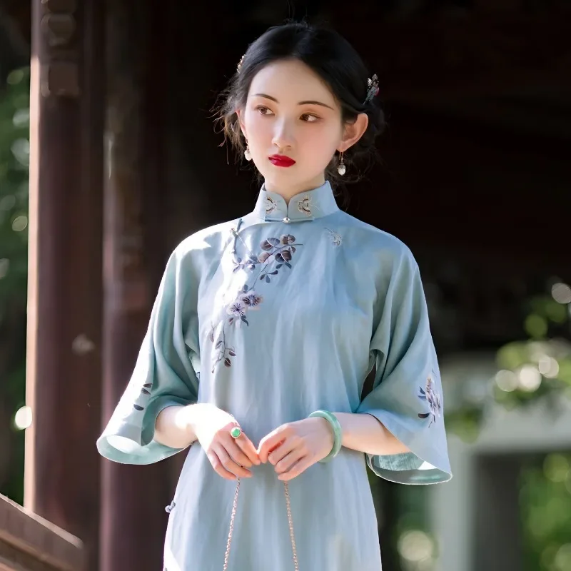 Китайское традиционное платье Qipao Cheongsam Elengant 2024 весна/лето новое улучшенное Ципао