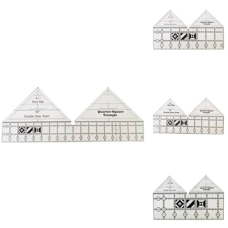 

Creative Ruler Grids 90 Degree Double Strip Ruler Non-Slip Quarter Square Triangle Cutting Guide For Sewing