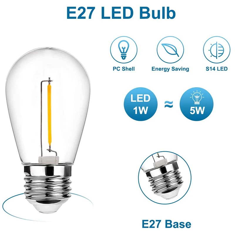 

Лампа Edison S141W светодиодный PC, E27, 220 В, с винтовым портом, 2 Вт, 3 в пост. Тока