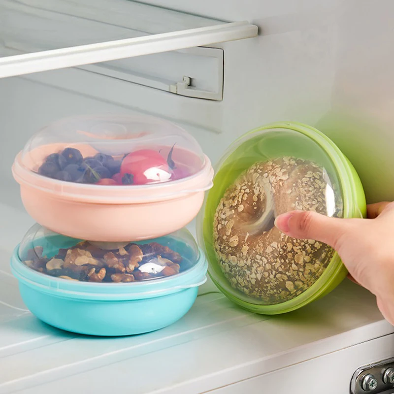 Прозрачный Круглый Микроволновый Сейф Хлебница Детский Школьный Ланчбокс