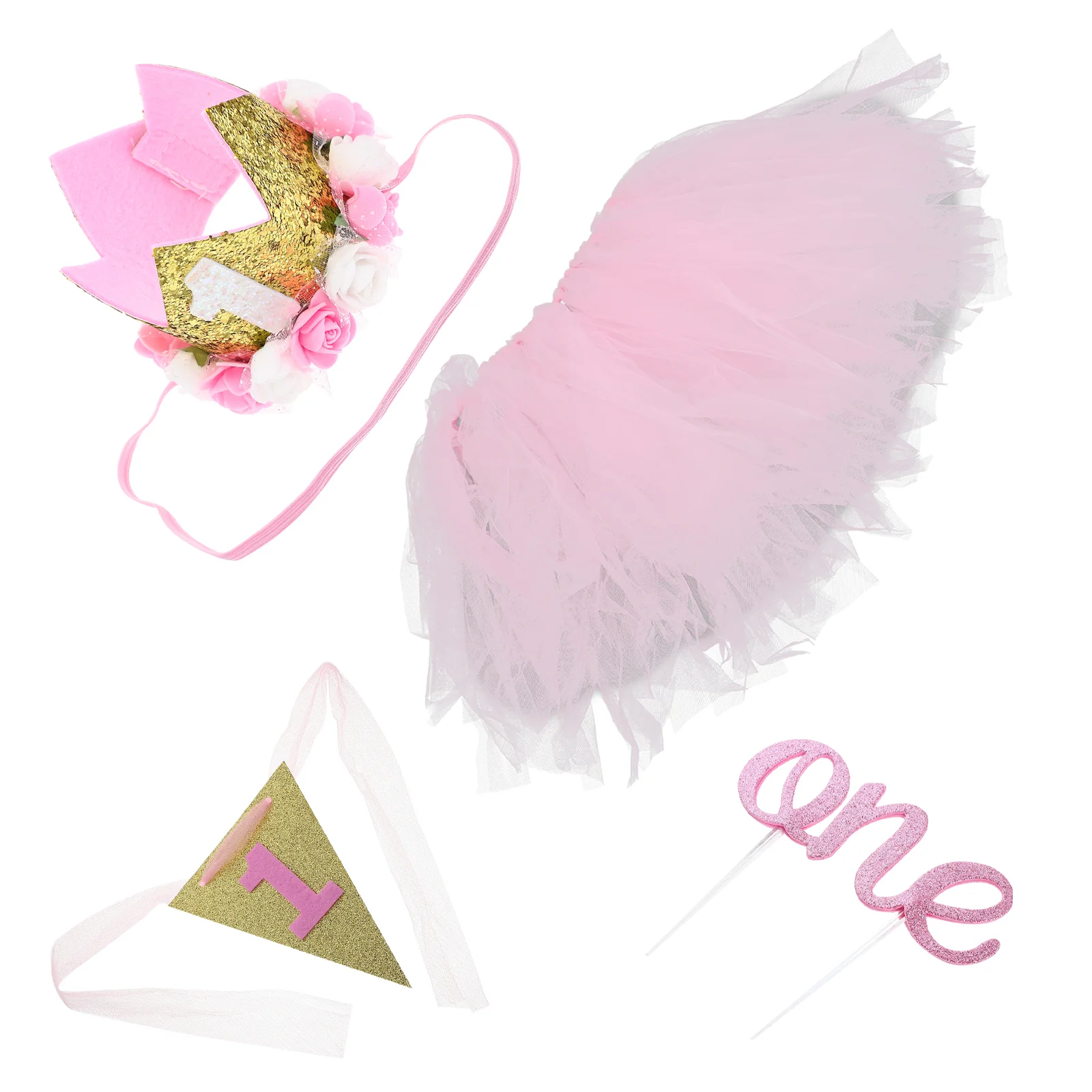 

1 Set Highchair Banner Cake Insert Baby High Chair Banner Birthday Crown Hat