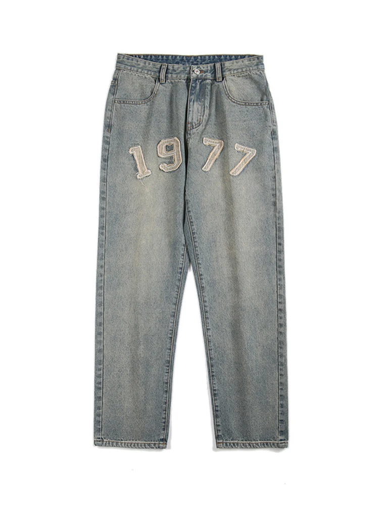 European and American Men's Four Seasons Y2K Retro Jeans Trend American Loose Straight Trousers Streetwear Ins Hot Selling Denim
