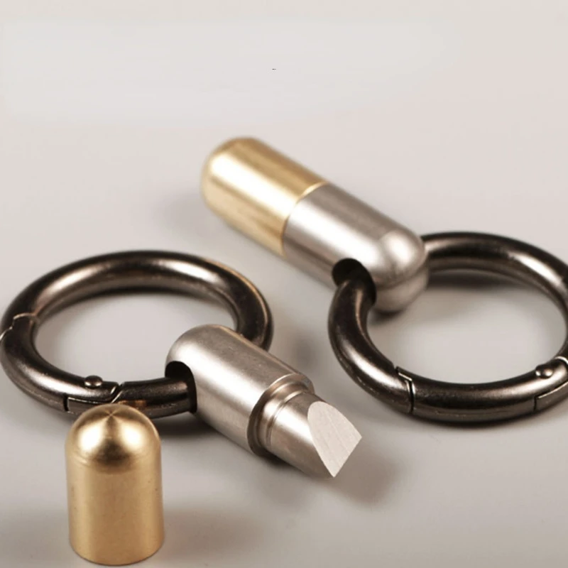 

Outdoor Capsule Knife Stainless Steel Mini Cutting Tools Emergency Tiny Pocket Micro Cutter Keyring EDC Supplies