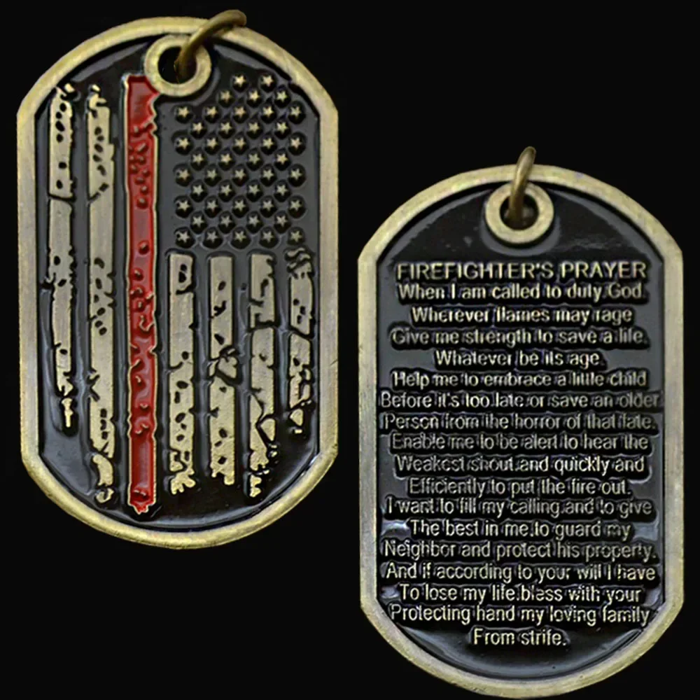 

Медаль firefighter dog tag тонкая красная линия
