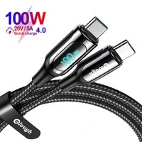 usb c to usb c cable 100w quick charge 4 0 led display type c 5a fast charging nylon braided cord for macbook pro ipad laptop