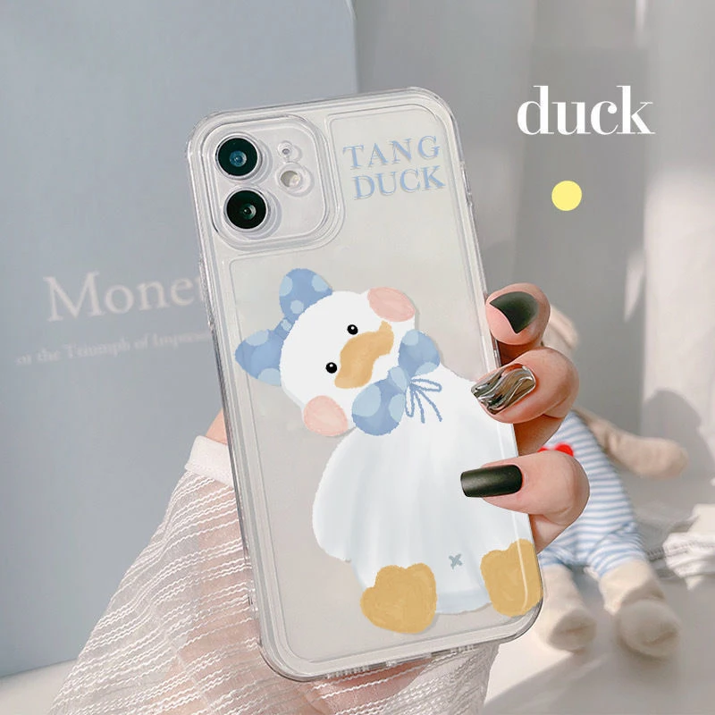 

Cute Cartoon Duck Phone Case For iphone 11 12 Mini Pro Max XS X XR 6 6s 7 8 plus SE Soft Phone Case Shockproof Cases Cover