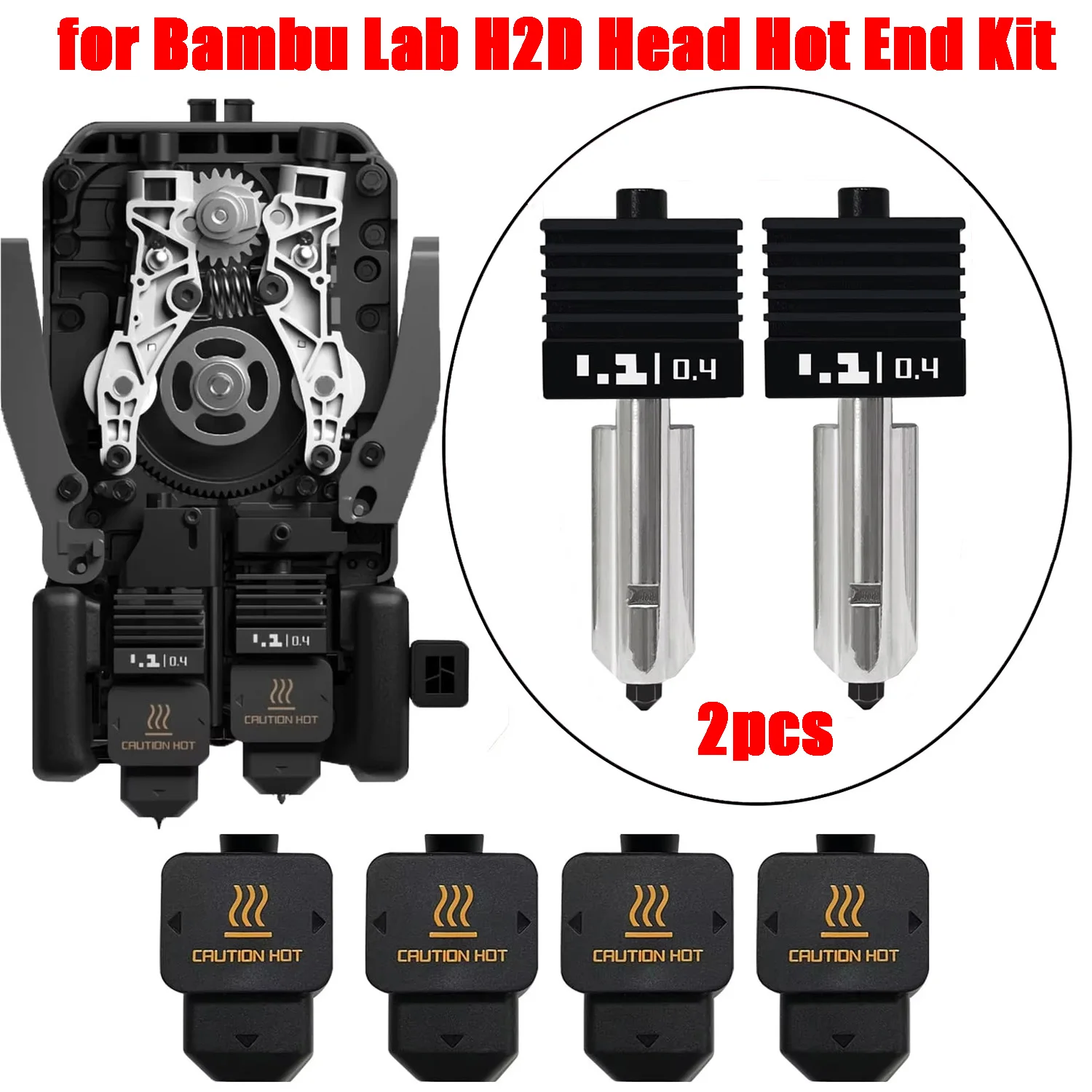 Фото Для Bambu Lab H2D 0,2/0,4/0,6/0,6/0,8 мм комплект горячей головки, сопло для Bambu Lab H2D Combo/AM2 Pro/AMS HT, аксессуары для 3D-принтеров №1