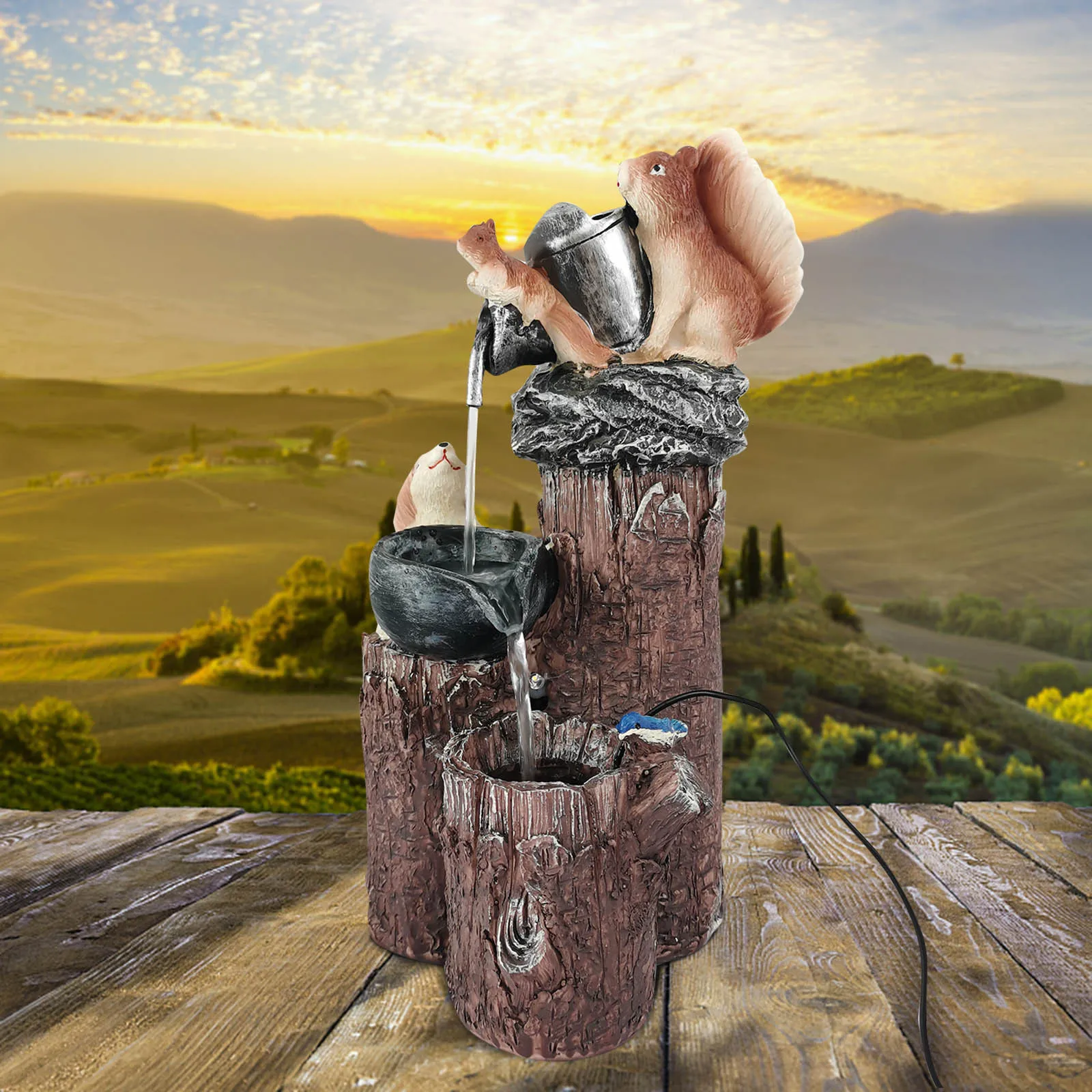 

2021 Keepsake Christmas Ornament Geyser Yard Art Decor Courtyard Art Decoration Funny Resin Crow Water Statue Rainbow Ornament