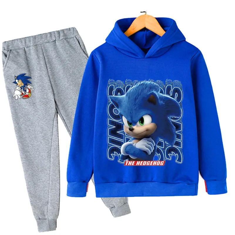 

2022 New Fashion Sonic Hoodies Sets Boys Girls Sweatshirts Trousers Clothes Outfits Spring Autumn Cartoon Casual Clothing Suits