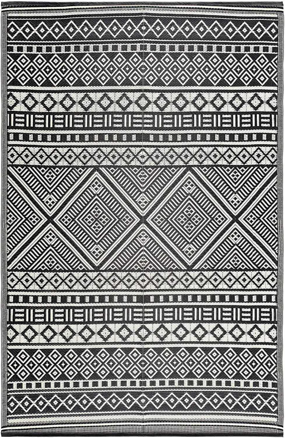 

Aztec Outdoor Rugs 5x7 Waterproof Boho Reversible Plastic Straw Rug Bohemian Outdoor Carpet, Outside Mat for Patio, Camping, Pic