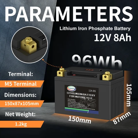 MOSEWORTH 12A-BS Литиевый аккумулятор для мотоцикла 450CCA 8AH