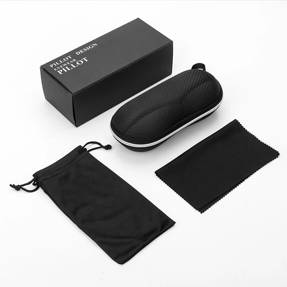 

4pcs/set Sunglasses Case Set Packaging Case Glasses Cloth Bag Zipper Box Accessories Foldable Pu Leather Home Storage Pouch