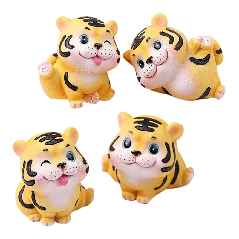 

Practical 4 Pieces of Tiger Decoration Statues 2022 Chinese Tiger New Year Car Desktop Decoration Mascot