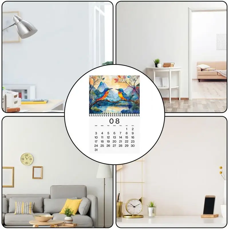 Календарь с птицами на 2025 год ежемесячный красивый настенный календарь дикой