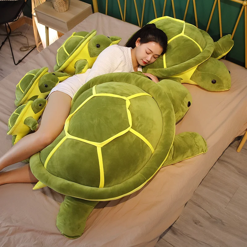 80cm Giant Green Tortoise Plush Toy Kawaii Animal Dolls Stuffed Soft Animal Sea Turtle Pillow Birthday Gifts for Children Girl