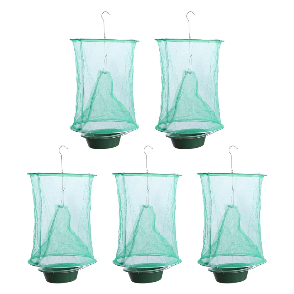 

5pcs Portable Bug Catching Cages Convenient Flytrap Nets Fly Catchers Hanging Type Fly Catchers for Outdoor Canteen Backyard