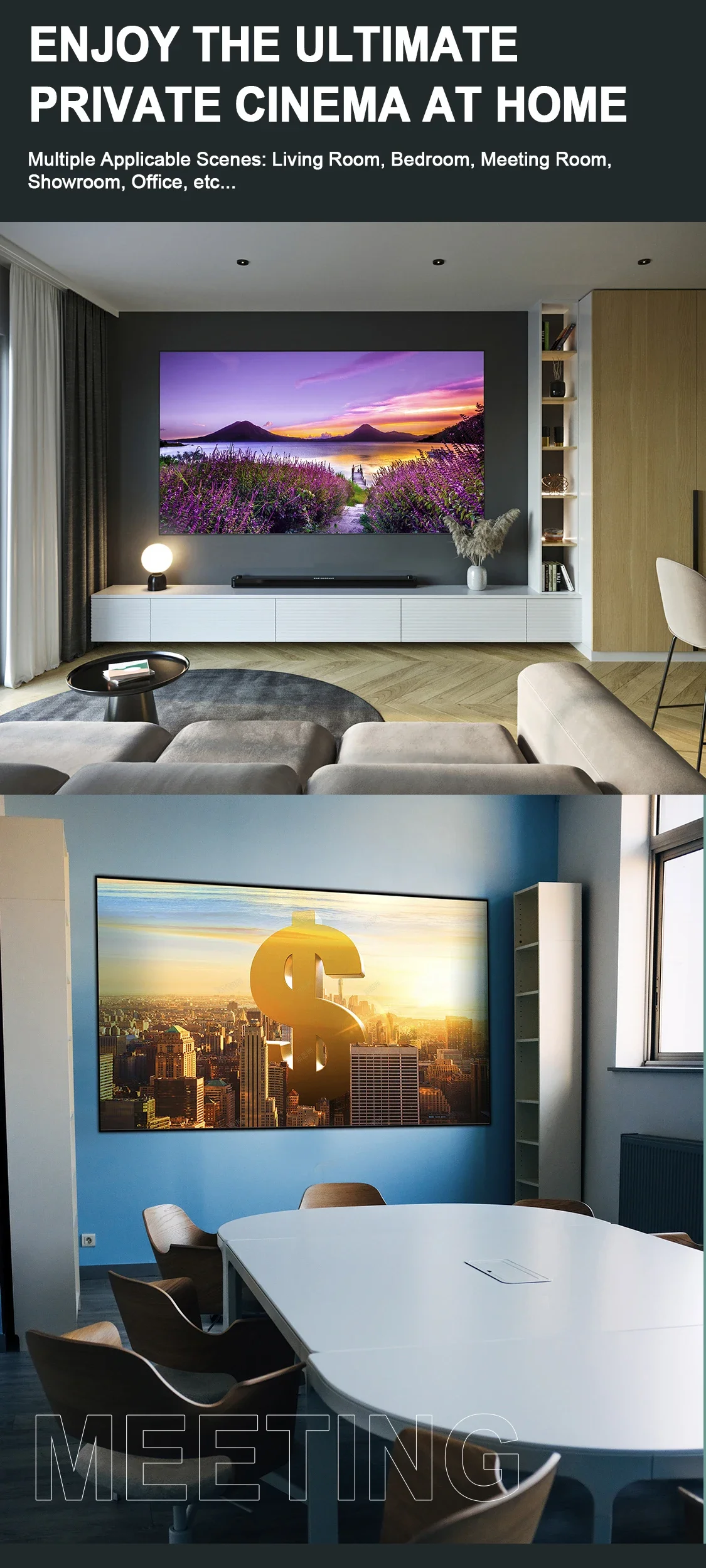 Новый Alr CBSP PET Crystal Мягкий экран проектора 100-дюймовый настенный проекционный с